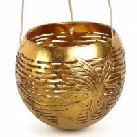 Подсвечник подвесной из кокоса, 9-12 см, золотистый