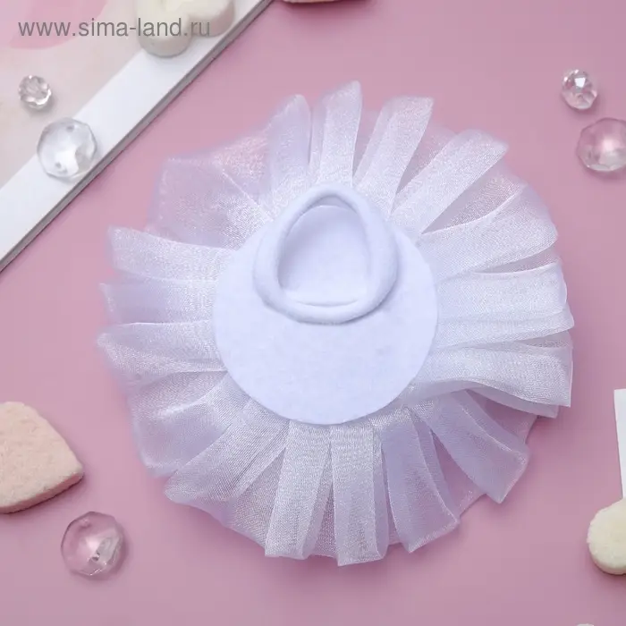 Резинка для волос бант «Школьница», волна квадрат, d=10 см, белая