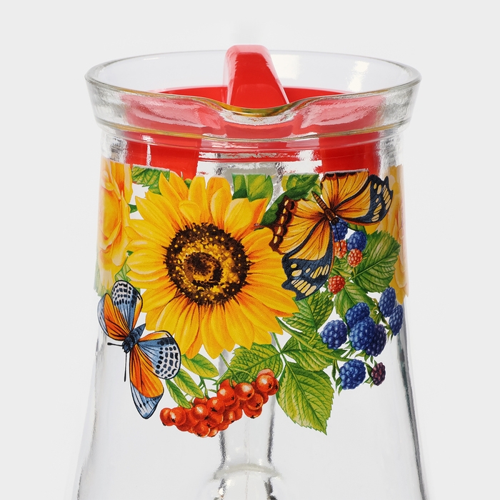 Кувшин стеклянный с крышкой, 1,2 л, рисунок МИКС Кувшин стеклянный с крышкой, 1,2 л, рисунок МИКС