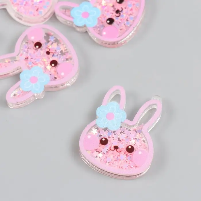 Шейкер для творчества акрил "Зайка с цветочком" с глиттером 0,5х3х3,5 см