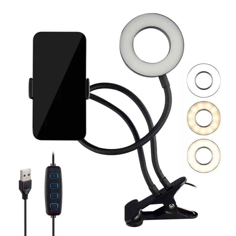 Селфи кольцо 8.5см с держателем 360&deg; черное (40 шт./кор)