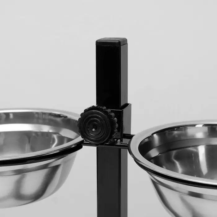 Подставка с мисками, 2&times;500 мл, высота 30 см, разборная, чёрная