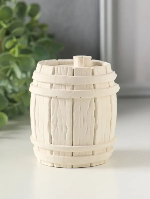Шкатулка с крышкой, для украшений &laquo;Бочка&raquo;, 8&times;6 см, гипс