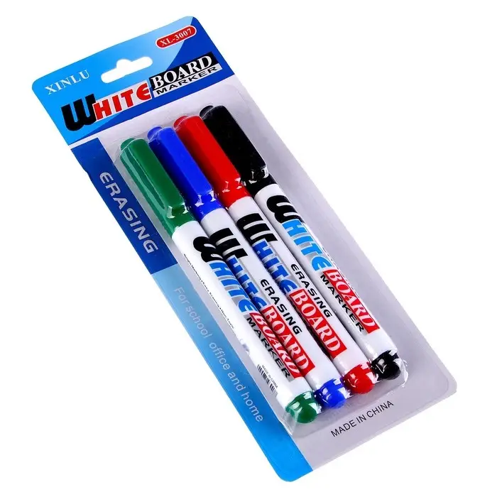 Маркеры на водной основе 4 шт., чёрный, красный, синий, зелёный