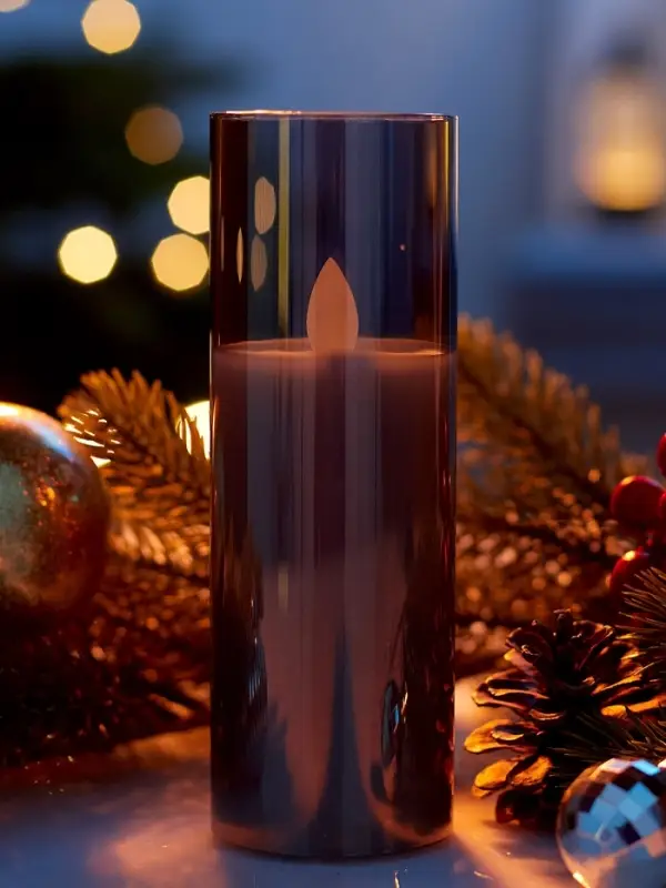 Светодиодная свеча &laquo;Серебристая&raquo;, 20&times;5.5 см, от батареек AAx2, свечение тёплое белое