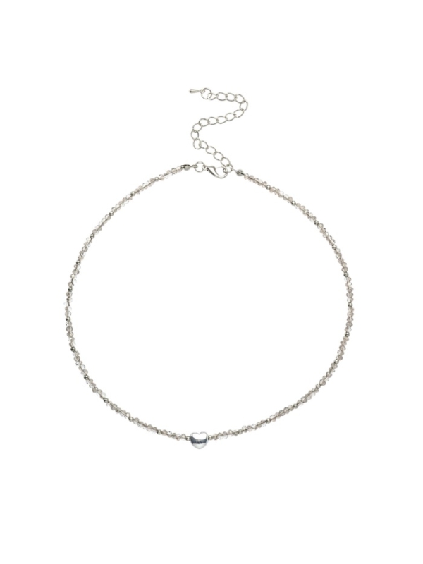 Чокер «Сердце» бусина №4, цвет серый в серебре, 35 см