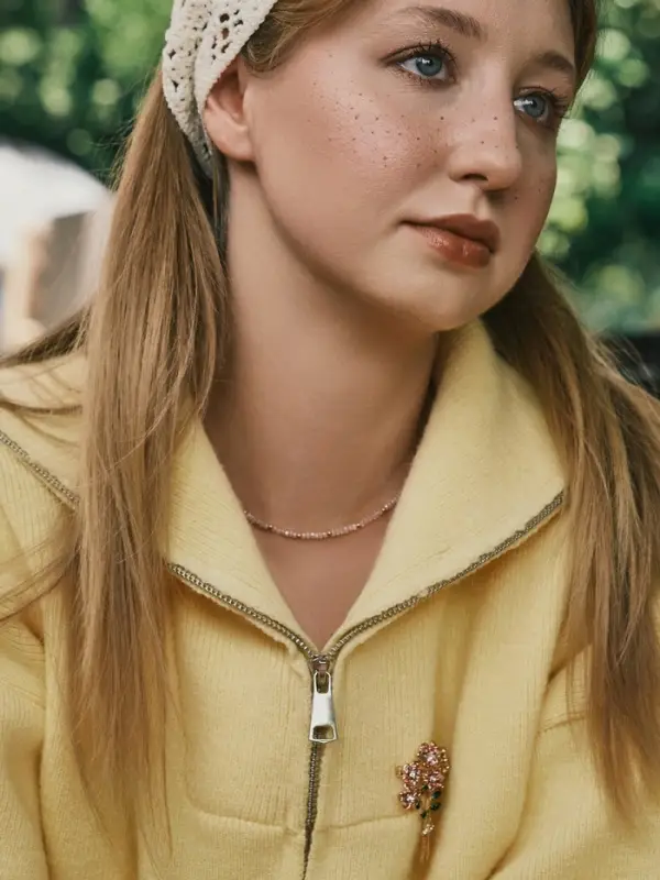 Чокер «Хрусталь» бусины, светло-розовый в золоте, 37 см + 5 см доп, цепочка