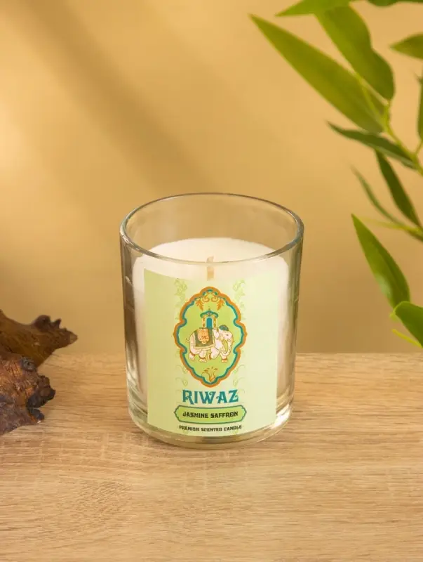 Свеча ароматическая в стекле "Жасмин и Шафран" соевый воск 120гр