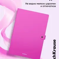 Папка-картотека на кнопке А4, ErichKrause Matt Neon, с 4 отделениями, пластик, микс