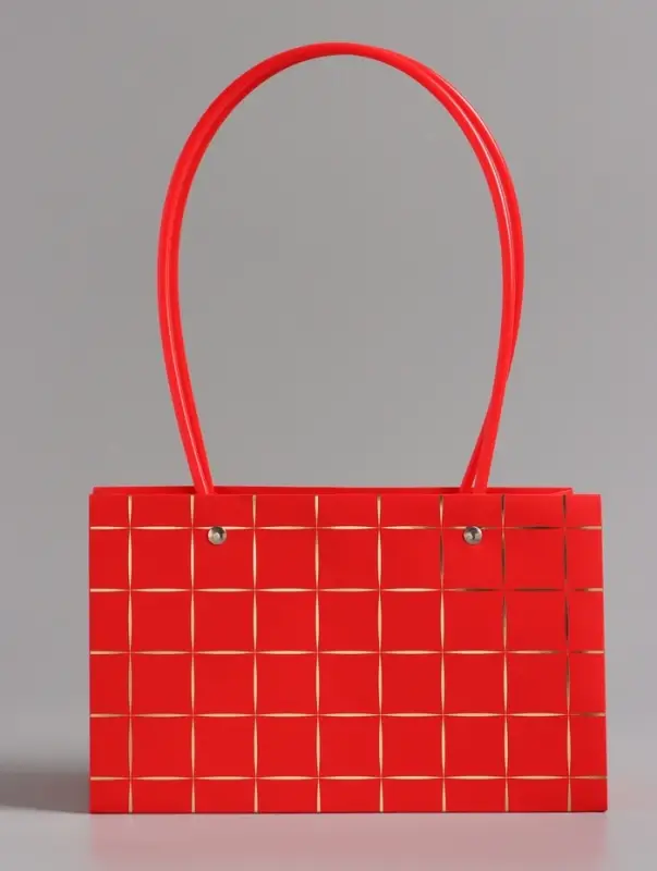 Сумка переноска для цветов, влагостойкая, красная. с тиснением, 22&times;10.5&times;13.5&plusmn;5% см