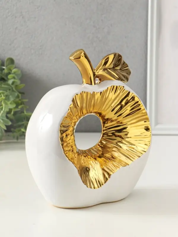 Сувенир керамика Сувенир керамика "Срез яблока" белый с золотом 11х18х22 см