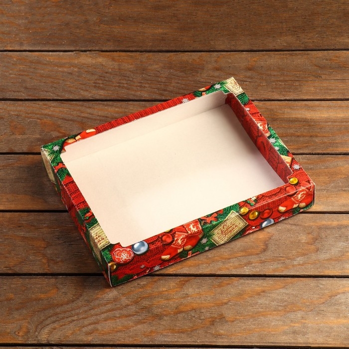 Новый год. Коробка сборная крышка-дно с окном, "Исполнения желаний 2", 26 х 21 х 4 см.