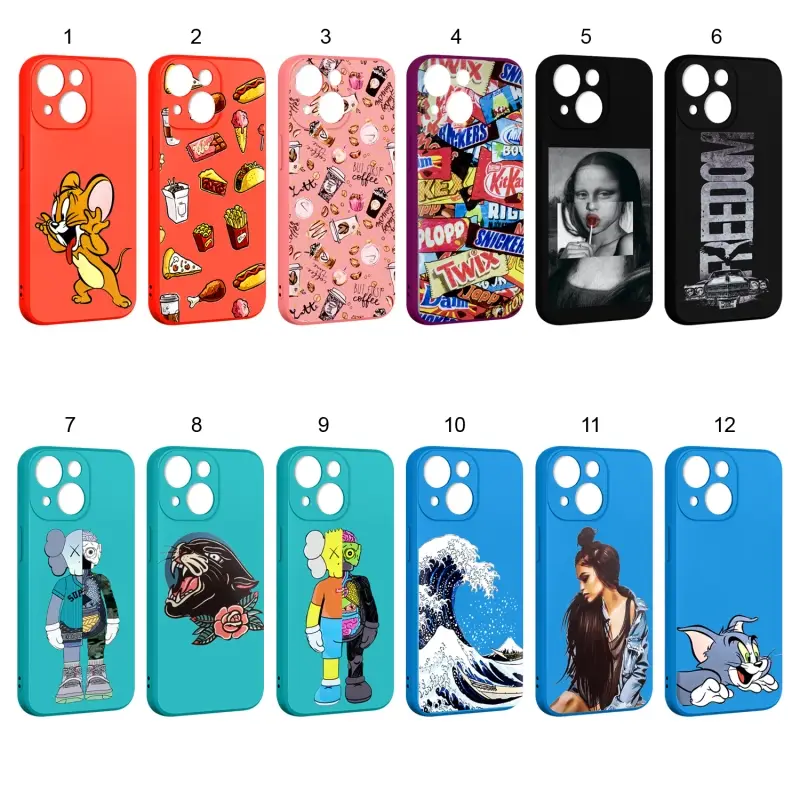 Чехол iPh 13 Mini Silicone WS с принтами в ассортименте
