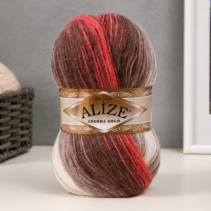 Пряжа для вязания спицами, крючком ALIZE, Angora Gold Batik, 20% шерсть, 80% акрил, 550 м/100 г, (1984)