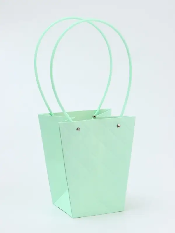 Сумка для цветов тиснение мята влагостойкая, 17&times;17 - 11.5&times;11.5 - 20 см