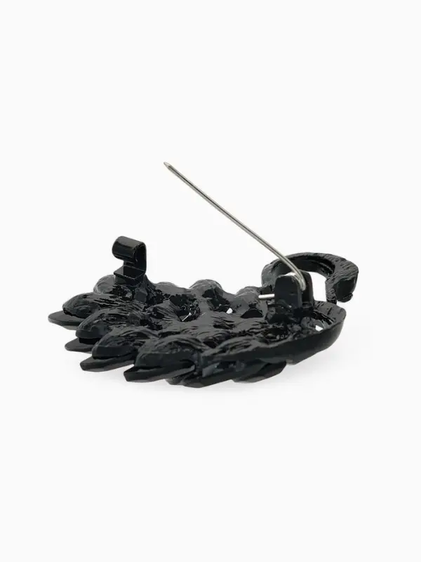 Брошь &laquo;Птица лебедь&raquo;, чёрная в чёрном металле