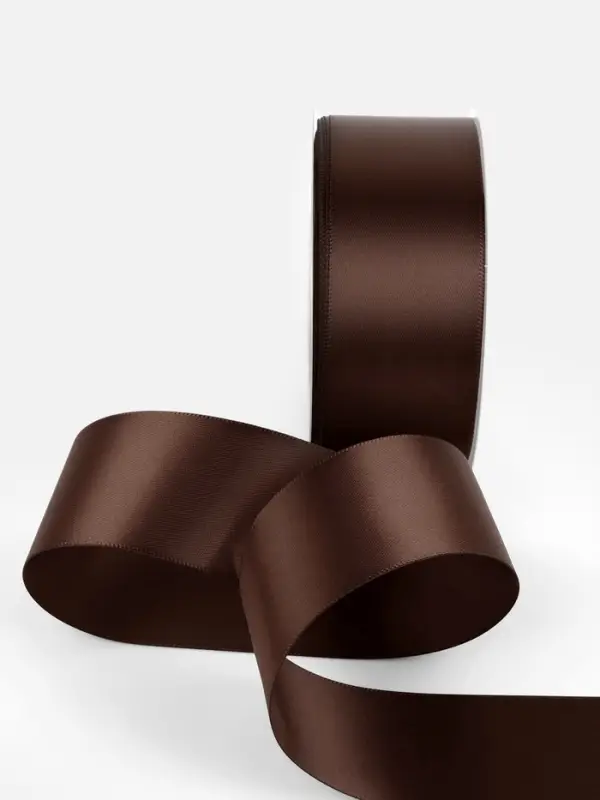 Лента атласная TEIRA, двухсторонняя, 38 мм, 25&plusmn;1 м, коричневая №330