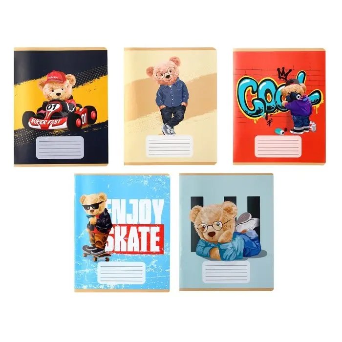 Тетрадь 18 листов в линию Calligrata «Мишки», обложка мелованная бумага, ВД-лак, блок офсет, белизна 95%, МИКС Тетрадь 18 листов в линию Calligrata «Мишки», обложка мелованная бумага, ВД-лак, блок офсет, белизна 95%, МИКС