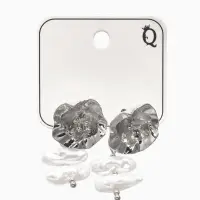 Серьги жемчуг "Цветы кувшинки", цвет белый в серебре Серьги жемчуг "Цветы кувшинки", цвет белый в серебре