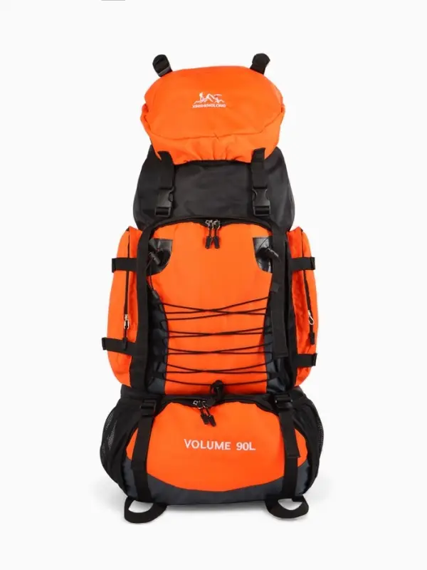 Рюкзак туристический, 90 литров, 6 наружных карманов, шнуровка, оранжевый