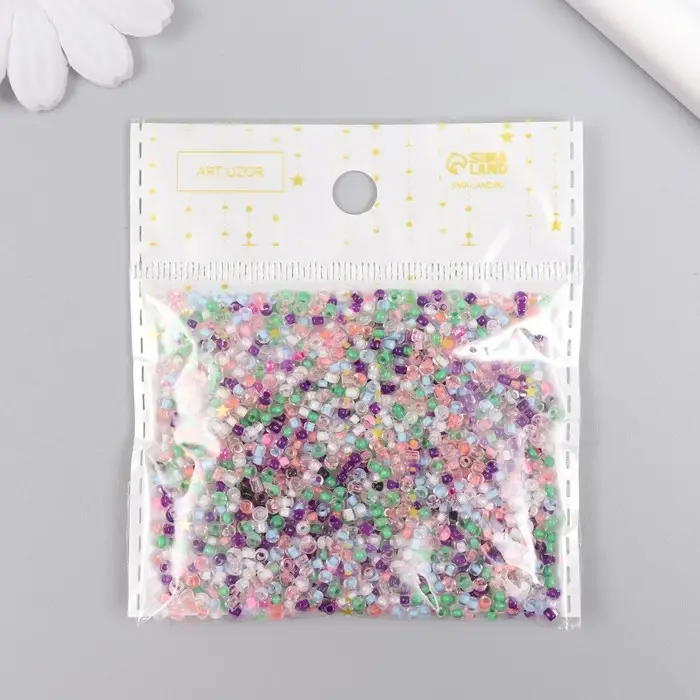 Бисер стекло 12/0  Бисер стекло 12/0 "Прозрачный цветной. Меланж" 30 гр