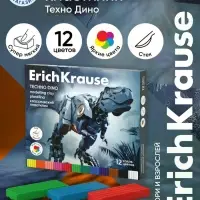 Пластилин 12 цветов ErichKrause Techno Dino, со стеком