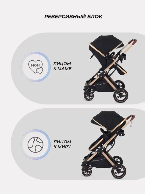 Коляска - трансформер детская RANT basic PULSAR GOLD (2в1) RA160, черный