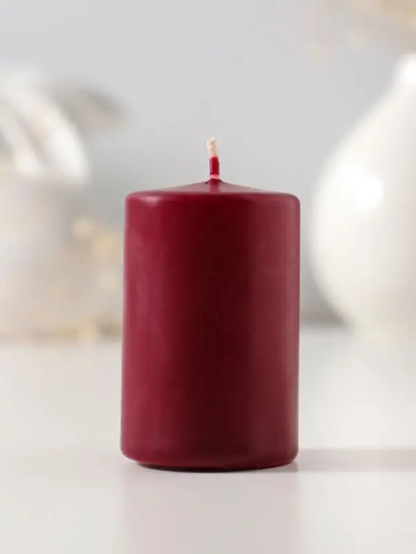 Свеча - цилиндр 4&times;6 см, 59 г, 6 ч, бордовый