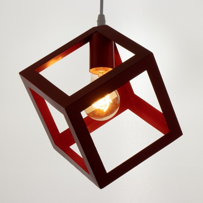 Светильник BayerLux Подвес "Квадрат" 1x40Вт E27 красный 16х16х18-116 см