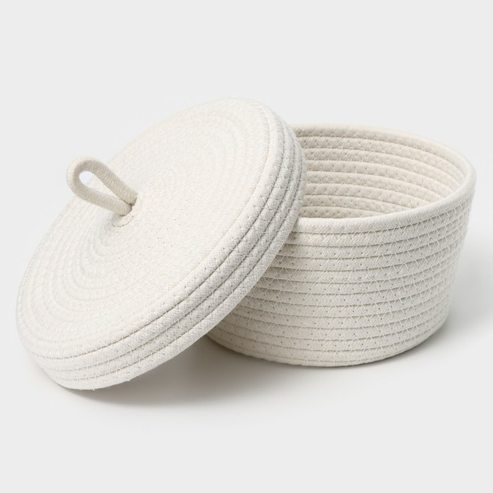 Корзина для хранения плетёная ручной работы LaDо́m «Бэлл», 21×21×11 см, цвет бежевый Корзина для хранения плетёная ручной работы LaDо́m «Бэлл», 21×21×11 см, цвет бежевый