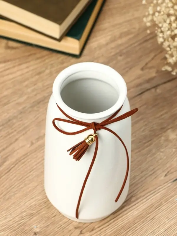 Ваза керамика настольная Ваза керамика настольная "Шерон" классика шнур, 20х9,5х8 см, белый