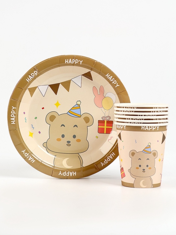 Набор бумажной посуды Набор бумажной посуды "Счастливый медвежонок", набор 12 шт.
