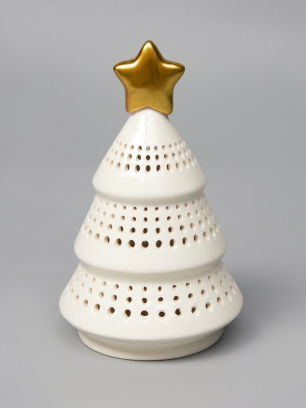 Светодиодная фигура Светодиодная фигура "Елка с золотой звездой" 17.5х11х11, 1 LED, LR44x3(в компл.), Т/БЕЛЫЙ