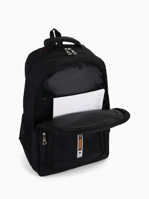 Рюкзак, 2 отдела на молнии, 4 кармана, 37&times;17&times;54 см, чёрный