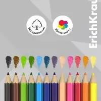 Карандаши- мини 12 цветов ErichKrause, пластиковые, шестигранные, с европодвесом