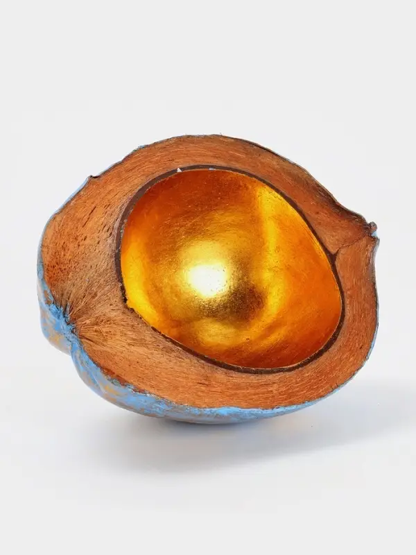 Чаша из кокоса, 22.5&times;25&times;10 см, сине-золотая