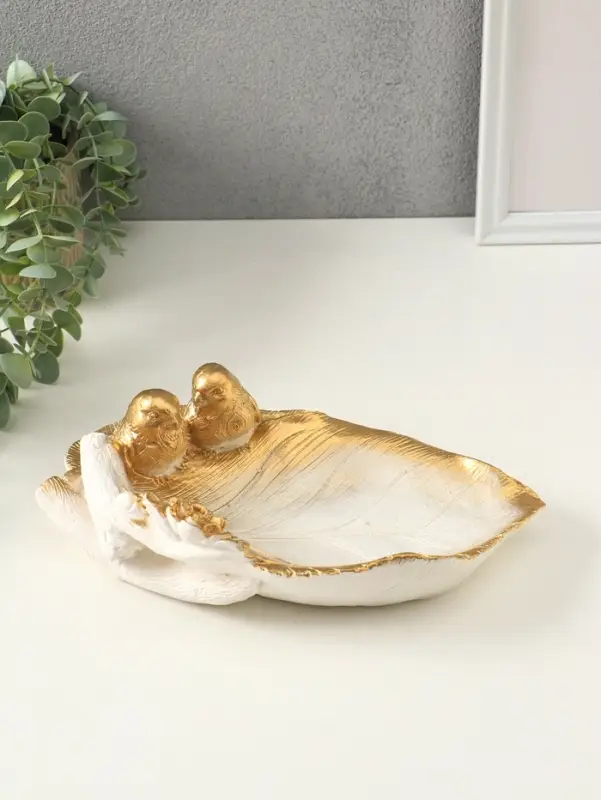 Подставка для мелочей &laquo;Птички&raquo;, белый с золотом, 10&times;25&times;20 см