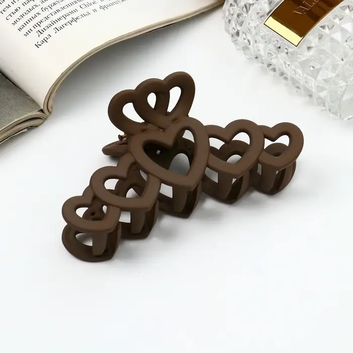 Крабик для волос &laquo;Леона&raquo;, сердца матовый, 10 см, МИКС