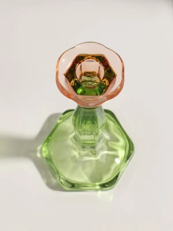 Подсвечник стекло  Подсвечник стекло "Градиент. Грани" оранжево-зелёный d=2,2 см 10х10х19 см