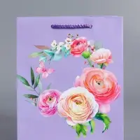 Пакет подарочный ламинированный &laquo;Цветочная симфония&raquo;, сиреневый, 18&times;22.3&times;10 см