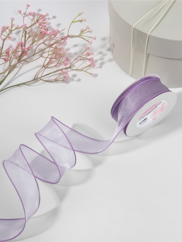 Лента капроновая «Волна», с блеском, 40 мм, 10 ± 1 м, цвет сиреневый №21