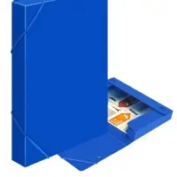 Папка-короб на резинке А4, 700 мкм, корешок 40 мм, Calligrata, пластик, синяя, до 300 листов