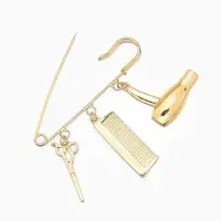 Булавка с подвесками &laquo;Парикмахер&raquo;, 5.5 см, цвет розовое золото