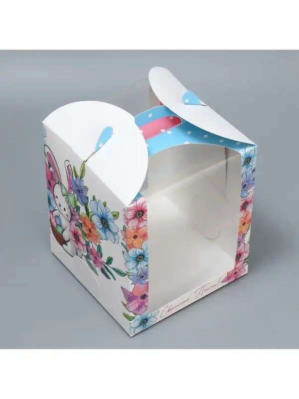 Коробка под маленький торт, кондитерская упаковка, &laquo;Светлой Пасхи!&raquo;, 15&times;15&times;18 см