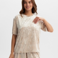 Комплект женский (футболка и шорты) KAFTAN Velvet р. 44-46, бежевый