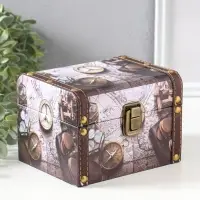 Шкатулка дерево "Карта и компас" набор 3 шт 8,5х12х8,5 12,5х15х11,5 18х15,5х13 см