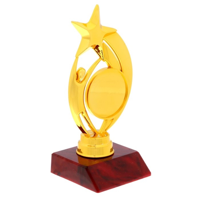 Наградная фигура &laquo;Звезда с человеком&raquo;, красная подставка, 15 х 6,3 х 6,3 см.