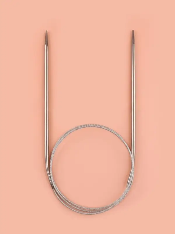Спицы круговые, для вязания, с металлическим тросом, d=3.5 мм, 14/80 см