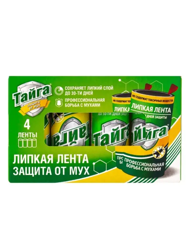 Тайга липкая лента защита от мух в коробочке 4 ед. Тайга липкая лента защита от мух в коробочке 4 ед.