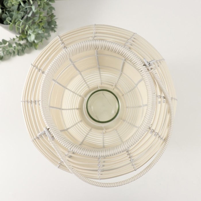 Подсвечник пластик Подсвечник пластик "Фонарик. Плетёнка" белый 60х25х25 см